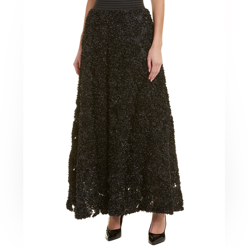 Gracia Black Textured A-Line Skirt